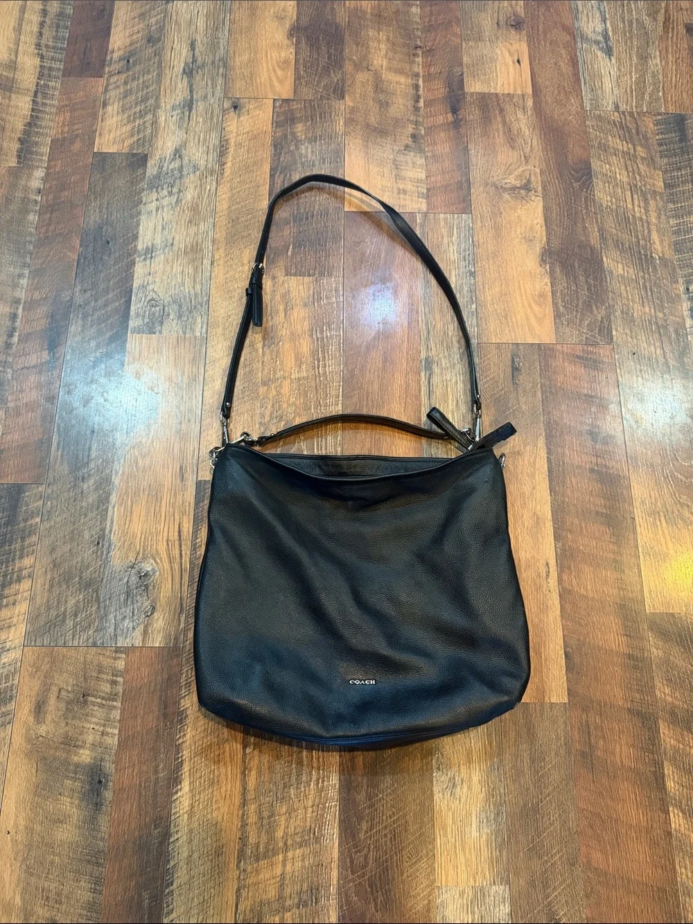 Coach Black Pebbled Leather Shoulder Hobo (1420)